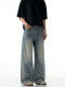 Verborgen American Retro Washed Distressed Straight-Leg Jeans Trendy Basic Versatile Cleanfit Pants