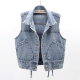 2020 mùa xuân và mùa thu mới phiên bản Hàn Quốc của belted denim ngựa kẹp ngựa ngắn áo vest có thể gánh vác áo khoác