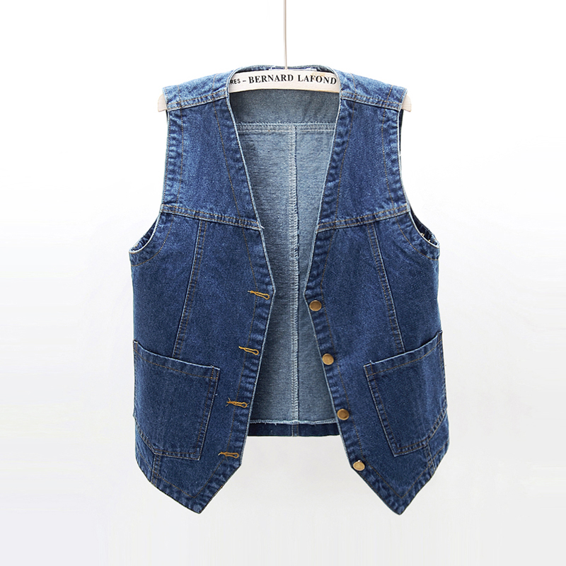 Mùa xuân và mùa hè thiết lập lỏng lẻo Hàn Quốc phiên bản BF áo tay ngắn chuồng denim nữ vest bên ngoài bờ vai để đi xe thủy triều sinh viên