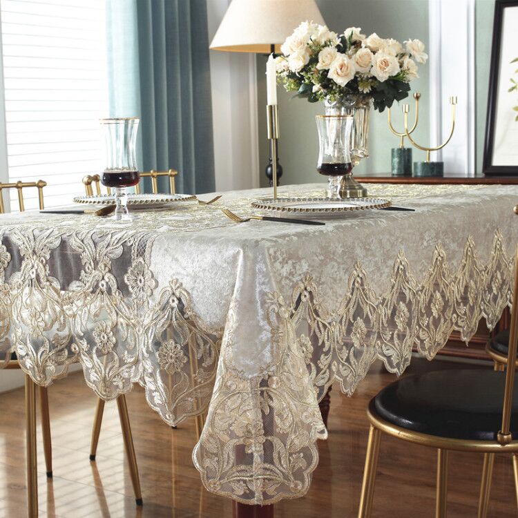 Dining table cloth Coffee table TV cabinet Tablecloth Fabric Lace Rectangular square square new Chinese style light luxury wind table cover cloth