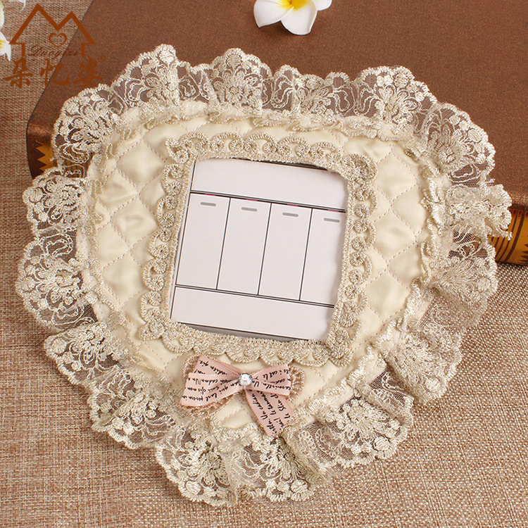 Châu Âu ren thêu công tắc dán quilted vải chuyển đổi bìa bụi trang trí dán tường ổ cắm bảo vệ bìa bọc remote tivi