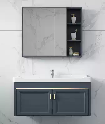 Nordic light luxury space aluminum modern simple bathroom sink cabinet combination small apartment washbasin wall-mounted pool sink