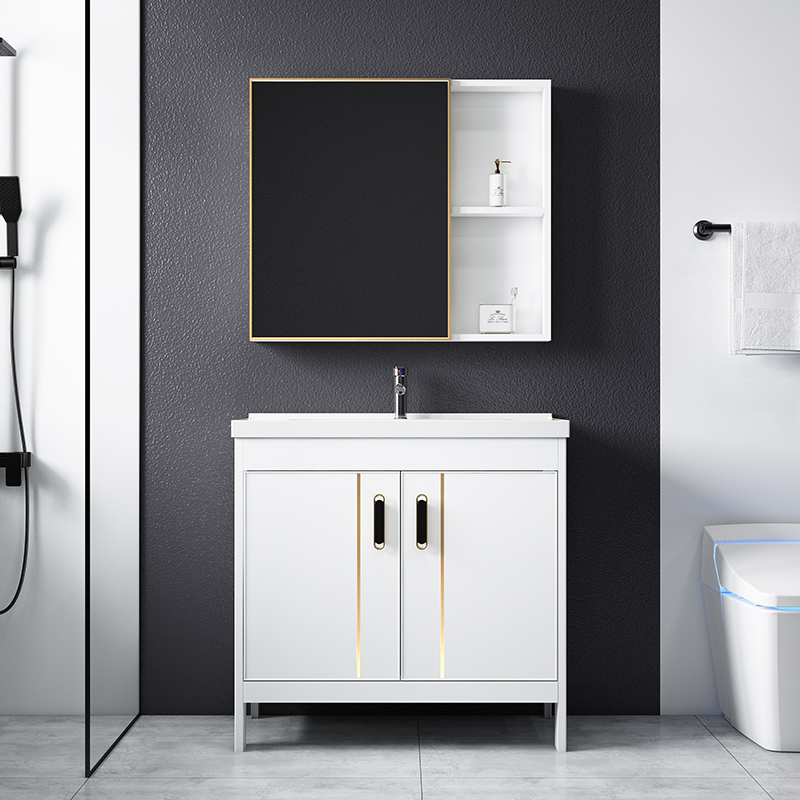 Modern minimalist light and luxurious space Aluminum floor Bathroom Cabinet Combination Makeup room Handwashing washbasin Balcony Wash pool