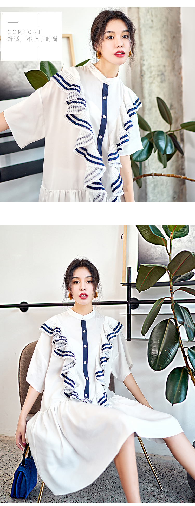 Ruffled Pháp ăn mặc platycodon ăn mặc retro rất cổ tích Yamamoto Pháp trên đầu gối lỏng lẻo quần áo phụ nữ - Váy eo cao váy dúm eo	