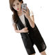 Summer chiffon ultra-thin women's vest autumn hollow mesh cardigan mid-length breathable vest jacket shawl vest