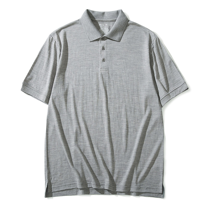Men's Merlinu wool short sleeve turnover Polo shirt T-shirt light and thin and soft and sweaty commute business casual