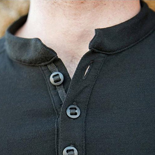 Men's merino wool tad with the same henley shirt long-sleeved t-shirt pure mercerized wool outdoor daily perspiration to keep warm