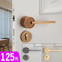 Door lock interior bedroom Golden household silent door lock modern simple magnetic door lock yellow bronze American door lock
