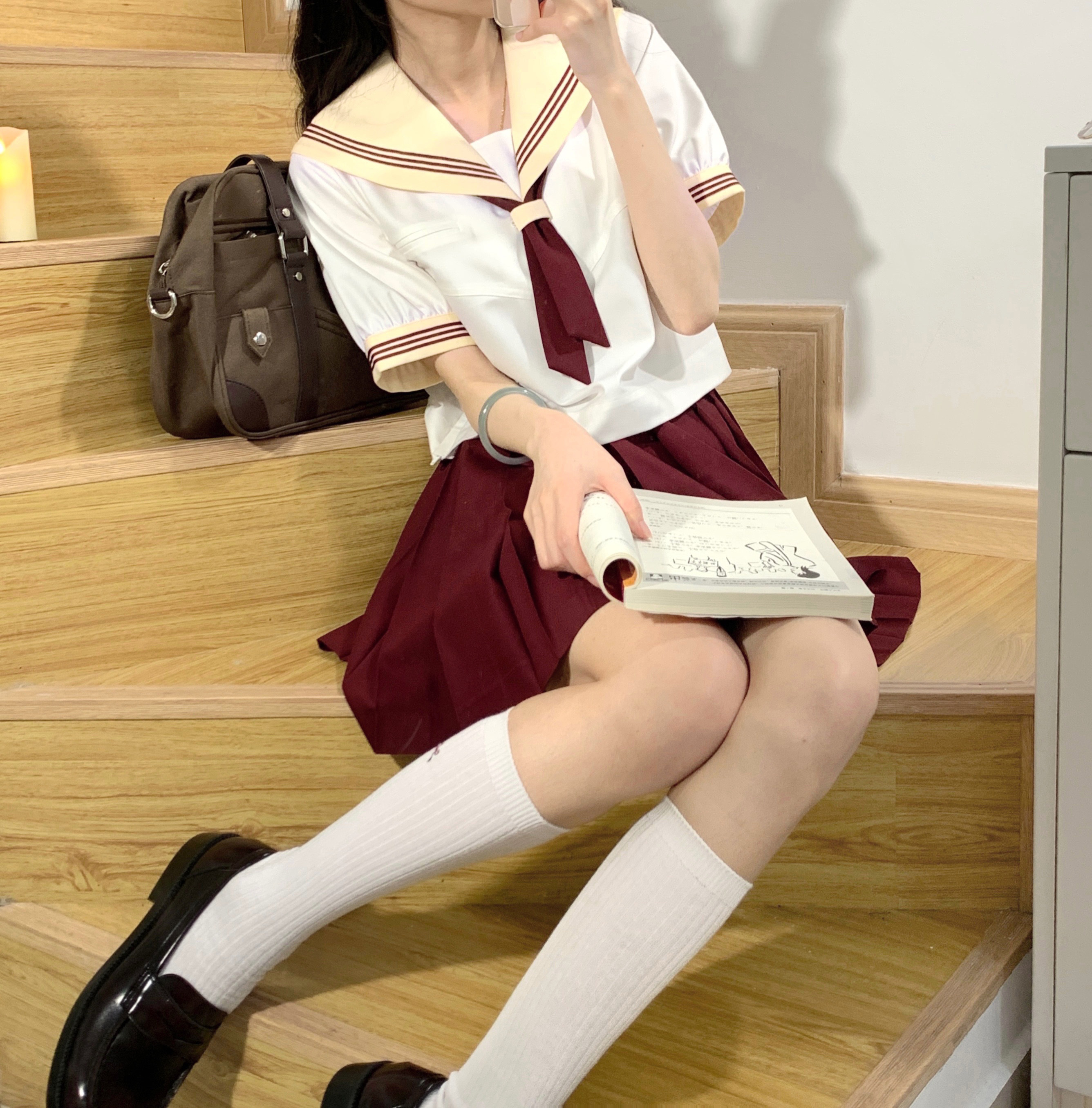 (Yueye HOUSE)*Jiechuan woman*Original homemade simple sailor suit Chisanben summer suit JK small tie