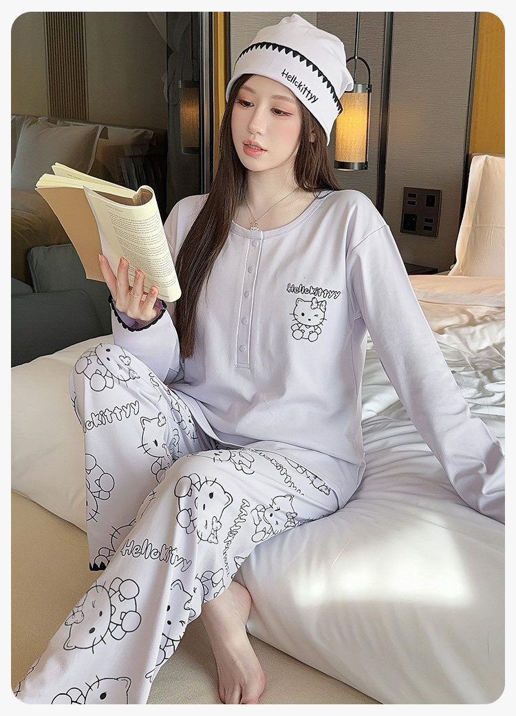 帽子带胸垫月子服纯棉哺乳睡衣产后孕妇春秋冬季产妇家居服可外穿 — 15