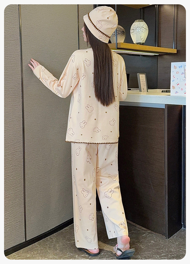 帽子带胸垫月子服纯棉哺乳睡衣产后孕妇春秋冬季产妇家居服可外穿 — 23
