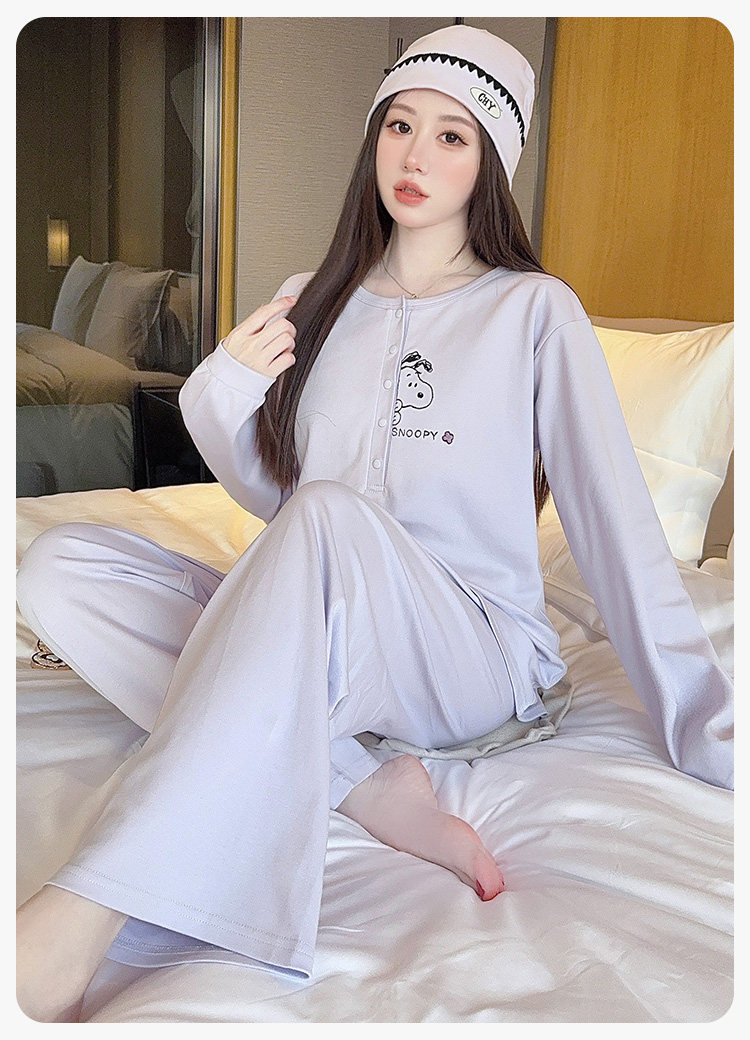 带帽子月子服纯棉春秋吸汗四季款孕妇睡衣秋冬产后产妇哺乳家居服 — 15