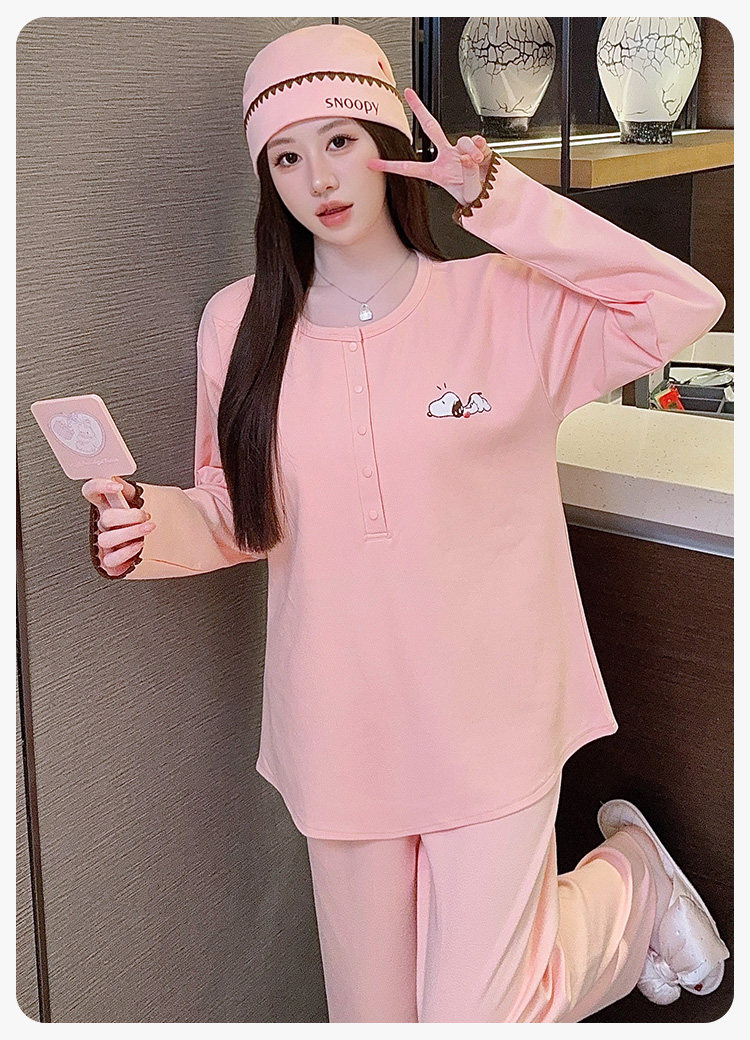 送帽子冬季月子服产妇纯棉哺乳睡衣春秋产后四季款孕妇家居服套装 — 21