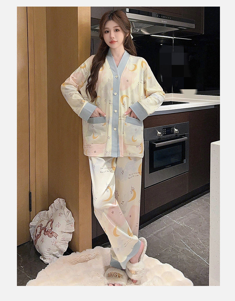 纯棉月子服秋冬产后哺乳睡衣女孕妇喂奶专用春秋产妇家居服可外穿 — 24
