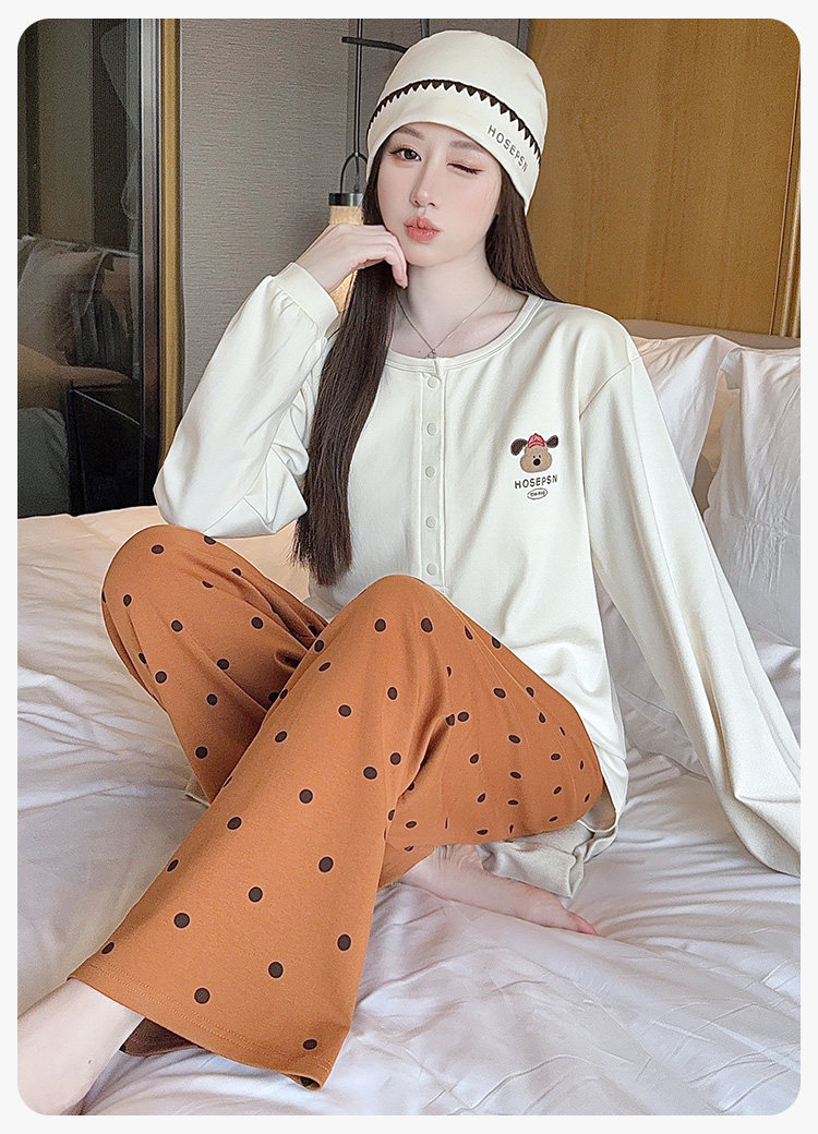带帽子月子服纯棉春秋吸汗四季款孕妇睡衣秋冬产后产妇哺乳家居服 — 23