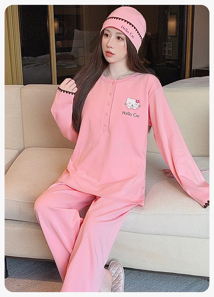 帽子带胸垫月子服纯棉哺乳睡衣产后孕妇春秋冬季产妇家居服可外穿 — 24
