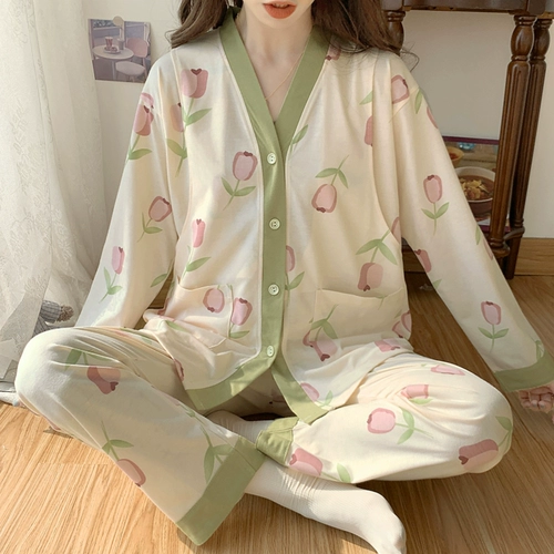 Хлопковая летняя тонкая послеродовая демисезонная пижама для молодой матери для кормящих грудью, осенняя, большой размер, 10 мес.