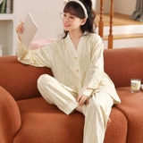 Демисезонная хлопковая послеродовая летняя тонкая пижама для кормящих грудью для беременных, 7 мес.