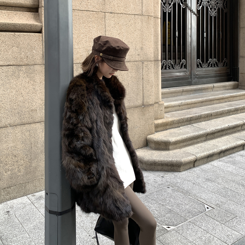 Linlin Fur's New Imported Sable Fur Coat for Women, Young Vintage Style Mink Coat