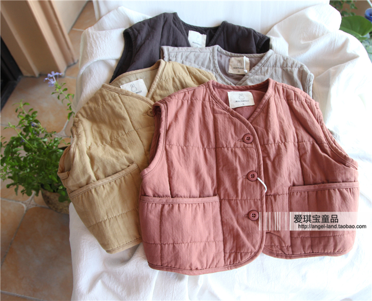 Bé trai và bé gái oversized vest mỏng chần vest áo gile cotton mềm mại cho bé