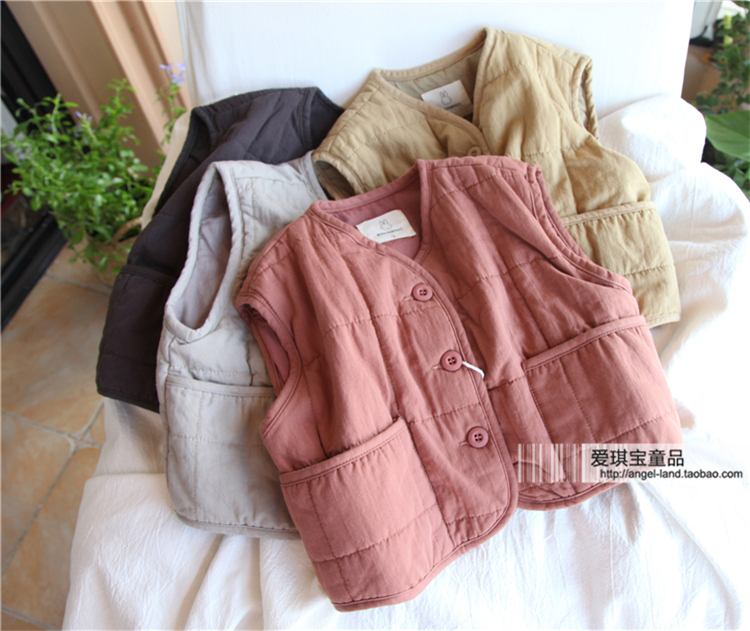 Bé trai và bé gái oversized vest mỏng chần vest áo gile cotton mềm mại cho bé