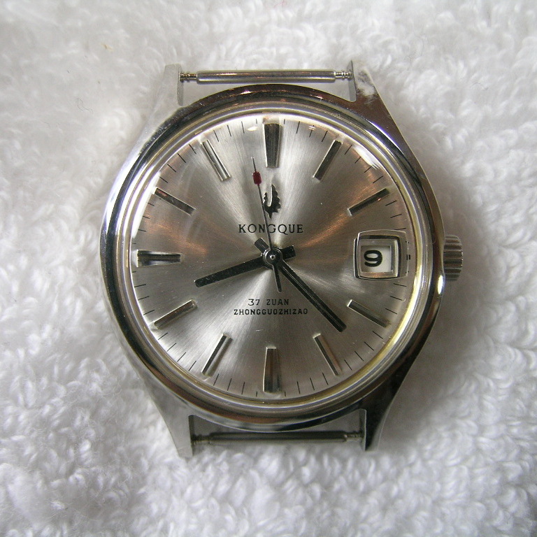 80s out of stock New Peacock brand 37 diamond automatic mechanical large men's calendar antique watch