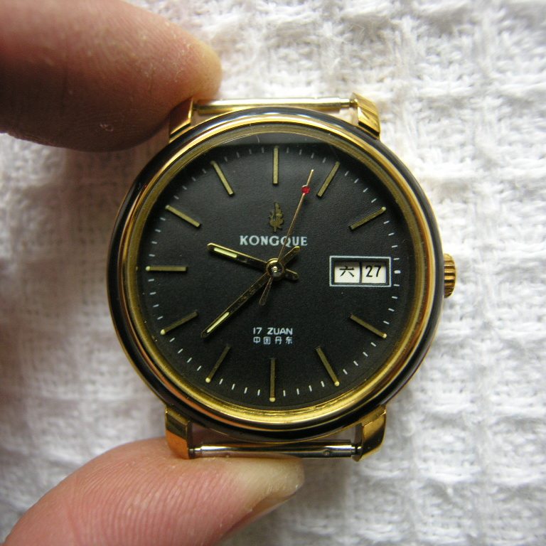 90s Jedi Out of stock New Peacock 17 Diamond with manual mechanical movement Double calendar Men's meter black gold deposit