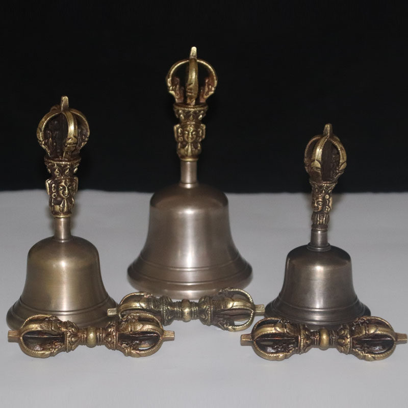 Nepal pure copper tangle five shares of diamond pestle pestle pestle diamond pestle pure copper bell large and medium thickness