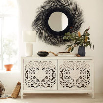 Nordic Fave Genguan Cabinet Living-room Living Room Entrance Door Genguan Terrace Solid Wood Partition Cabinet New Chinese Carved Dining Side Cabinet