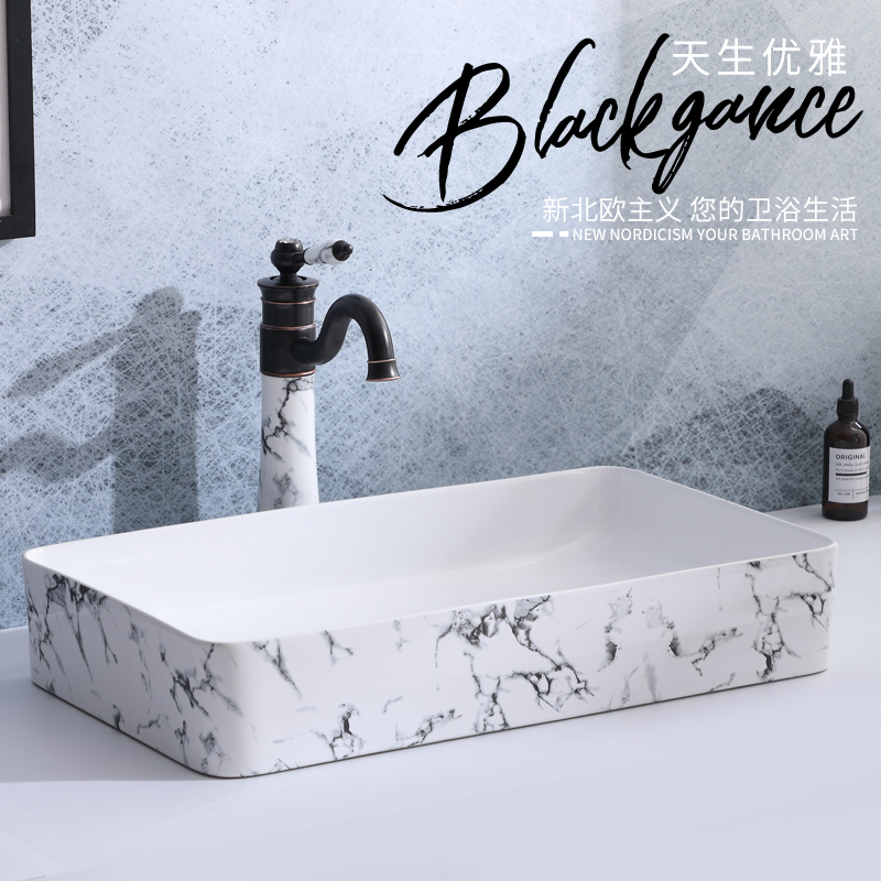 New ceramic square table upper basin Nordic round art basin household wash basin cosmetic room simple washbasin