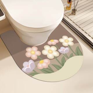 浴室马桶U型边缘地垫硅藻泥吸水速干脚垫卫生间坐便专用防滑地毯