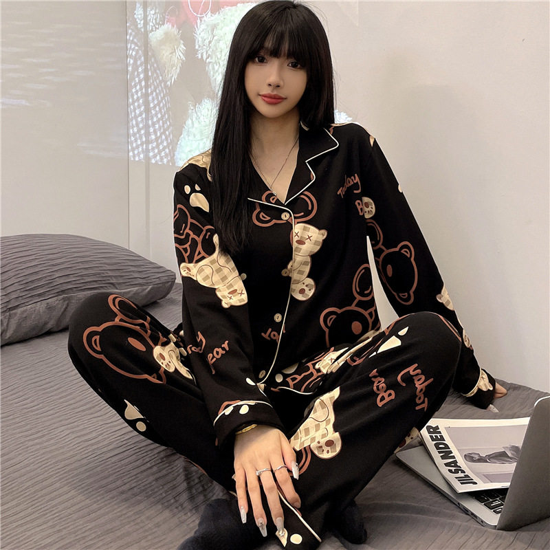 New pajamas women's long-sleeved pure cotton spring and autumn fat mm 200 catties cardigan plus fat plus size cotton 300 extra large size