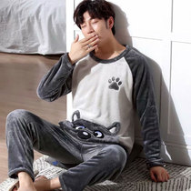 Pajamas male Winter thickened cashmere animals coral fleece junior high school students Xiao Huang people personality funny tide autumn and winter