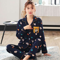 Special size pajamas women long sleeve cotton spring and autumn plus fat large 200 Jin cardigan 300 summer thin air-conditioned clothing room