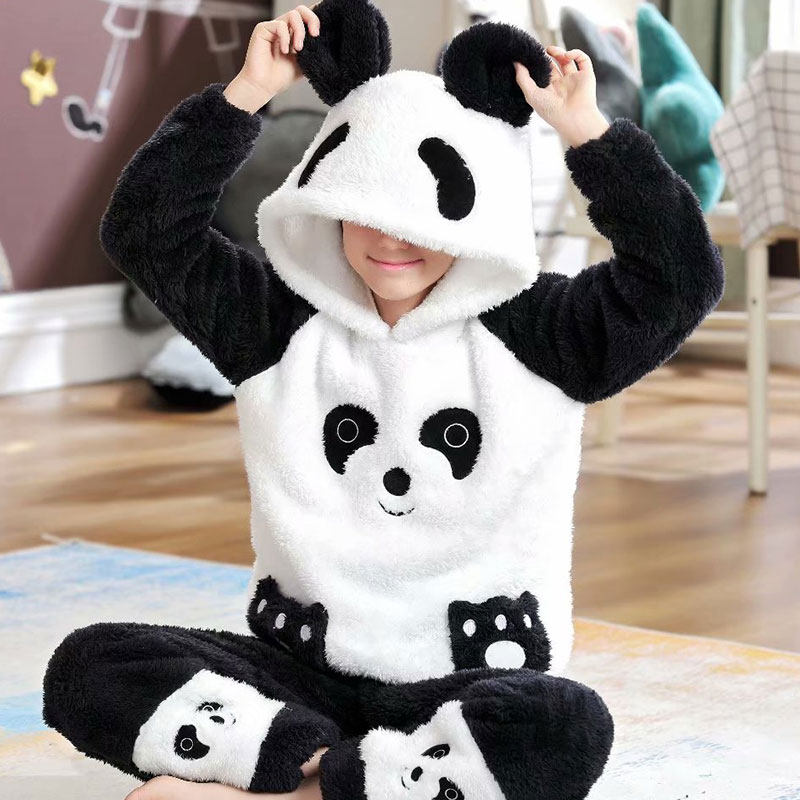 Big Boy Pajamas Male Coral Velvet Winter Thickened Stuffed Animal Teen Junior High School Student Boy 12 Fall Winter 15 years old