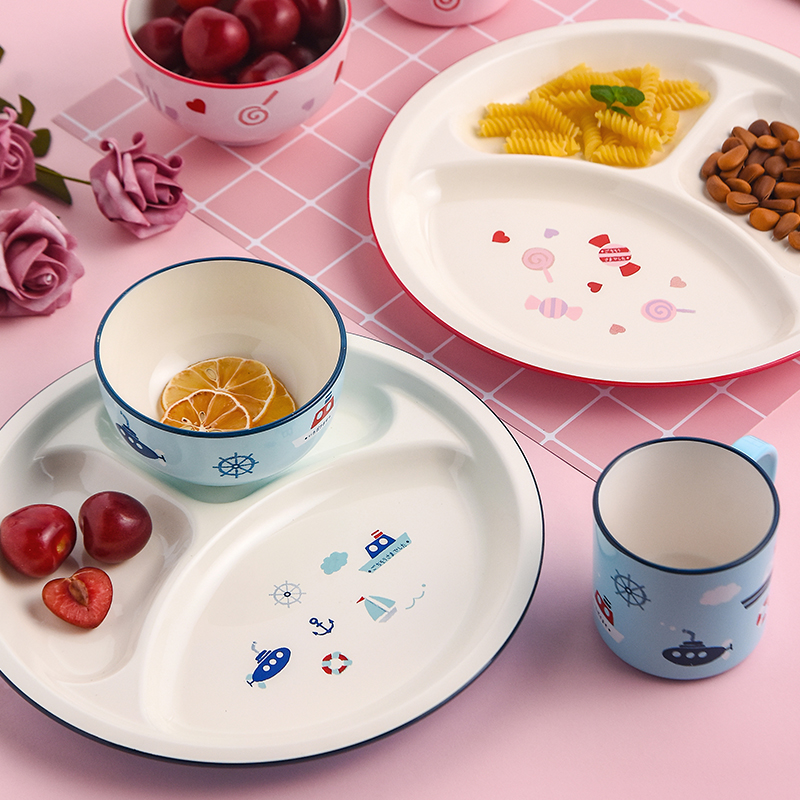 Pozzo see Japanese imported resin children's tableware divided into small lunch boxes small bowls of water cup anti-falling baby tableware