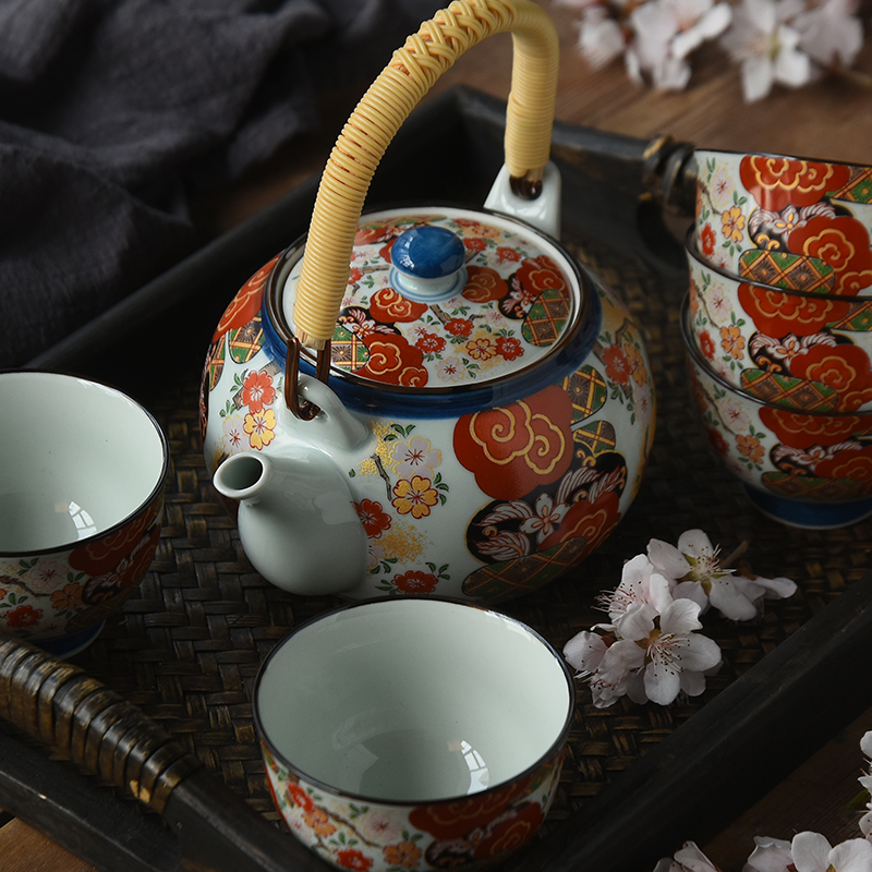Hasami-yaki decal tea set Japan imported Kung Fu tea pot cup gift box Simple retro decal gift