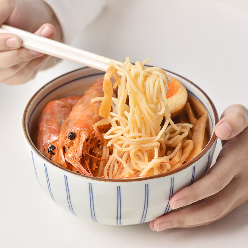 Japan imports Bozo see burnt blue painted gift box and wind ceramic household noodle bowl suit big soup bowl salad bowl