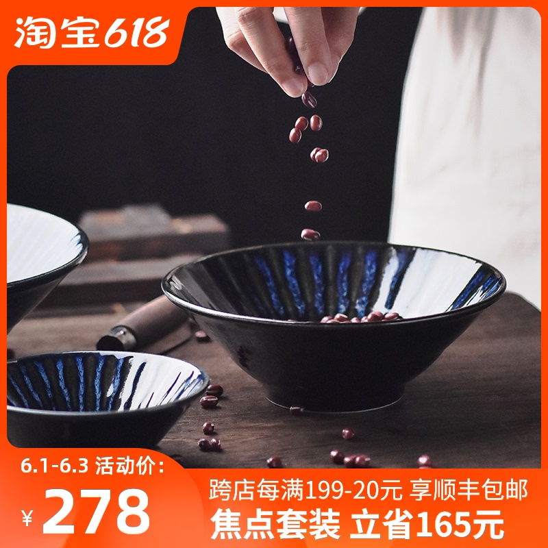 Set of bowls and dishes set of household ceramics Hasami charred point Japanese large bowl dish dish Household cutlery porcelain set