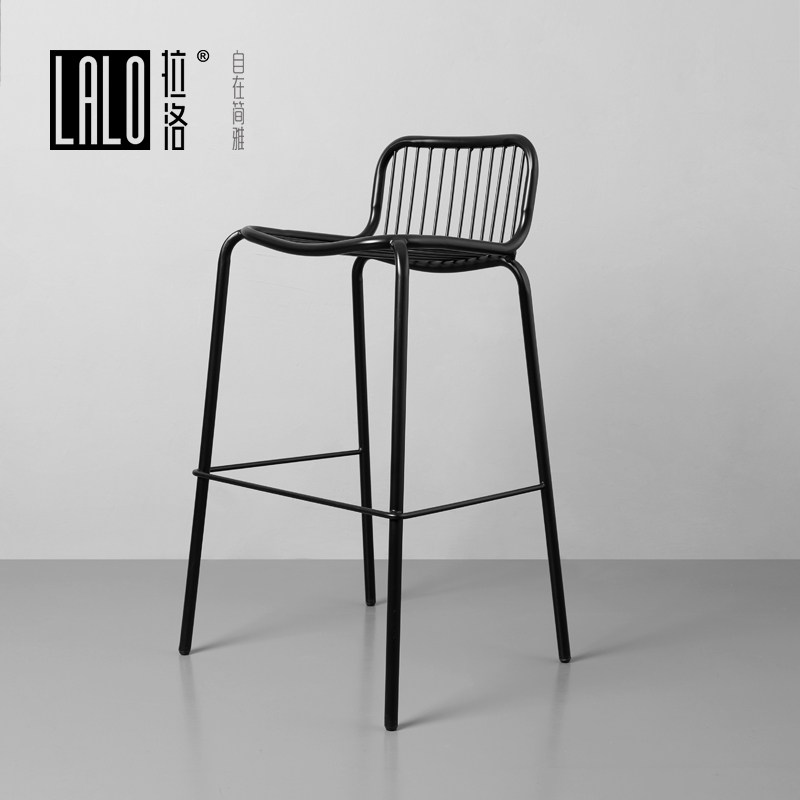 Lalo Creative All - Line Black Metal Bar Chair Coffee Shop with window table and high chair
