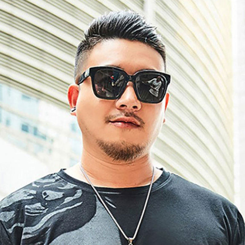 Sun Red Thunder with Fat Son Sun Glasses Male Tide Widening Sunglasses Oversized Frame Big Face V Brand Special Big