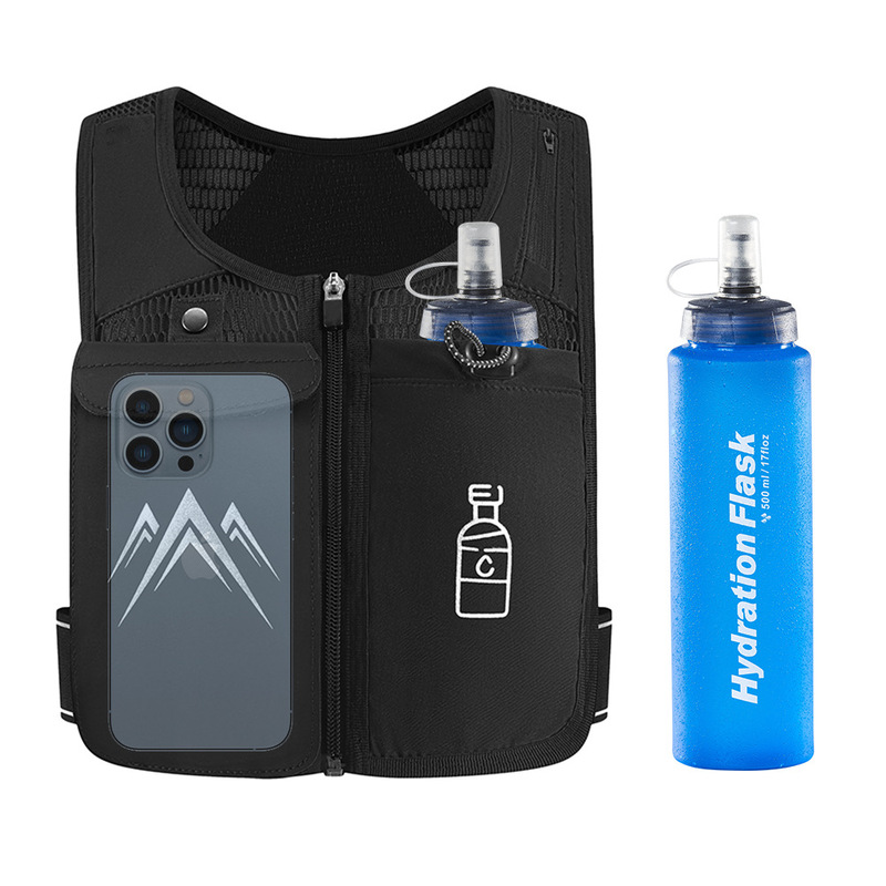 Cross-Country Marathon Running Mobile Phone Vest Bag for Men and Women, Water Bottle, Water Bag, Breathable, Earphone Hole, High-Transparency Touch Screen, Adjustable