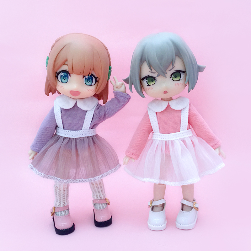 ob11 baby clothes long-sleeved T-shirt 12 points bjd suspenders skirt GSC P9 body top gauze skirt baby clothes suit