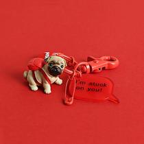 Cute creative little dog key chain dog dog pendant car key chain male Lady ins schoolbag bag