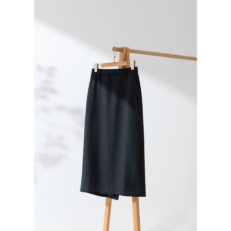 Miss Couleur Wool Diagonal Slit Suit Straight Skirt High-End High-Waisted Skirt Mc020 Miss Couleur Wool Diagonal Slit Suit Straight Skirt High-End High-Waisted Skirt Mc020
