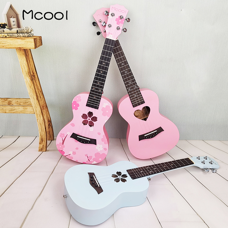 Veneer Cherry Blossom Yukri Virgin female beginner girl's cute 23 inch children starter small guitar ukulele