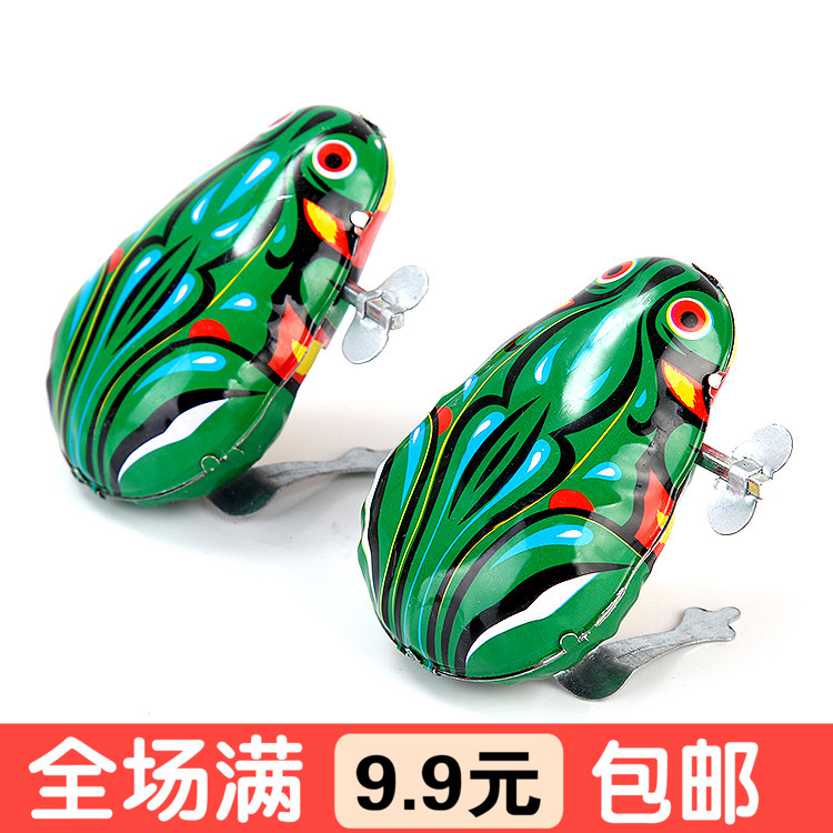 Tin Frog jumping Frog Clockwork children's baby toys classic 80s nostalgic June 1 Children's Day gift supply