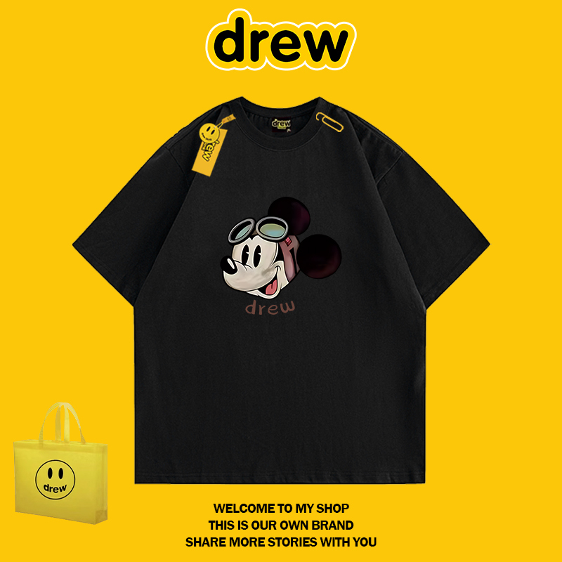 Drew Hussry American Trendy Brand High Street Fashion Mickey Mouse Collaboration Cartoon Cute Summer Loose Fit Drew Hussry American Trendy Brand High Street Fashion Mickey Mouse Collaboration Cartoon Cute Summer Loose Fit