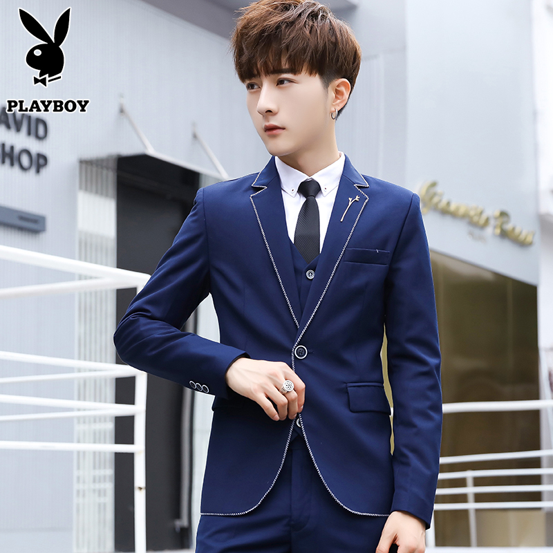 Playboy phù hợp với phù hợp với những người đàn ông mỏng Hàn Quốc phiên bản phù hợp với ba mảnh thiết chú rể thường phù dâu váy cưới triều