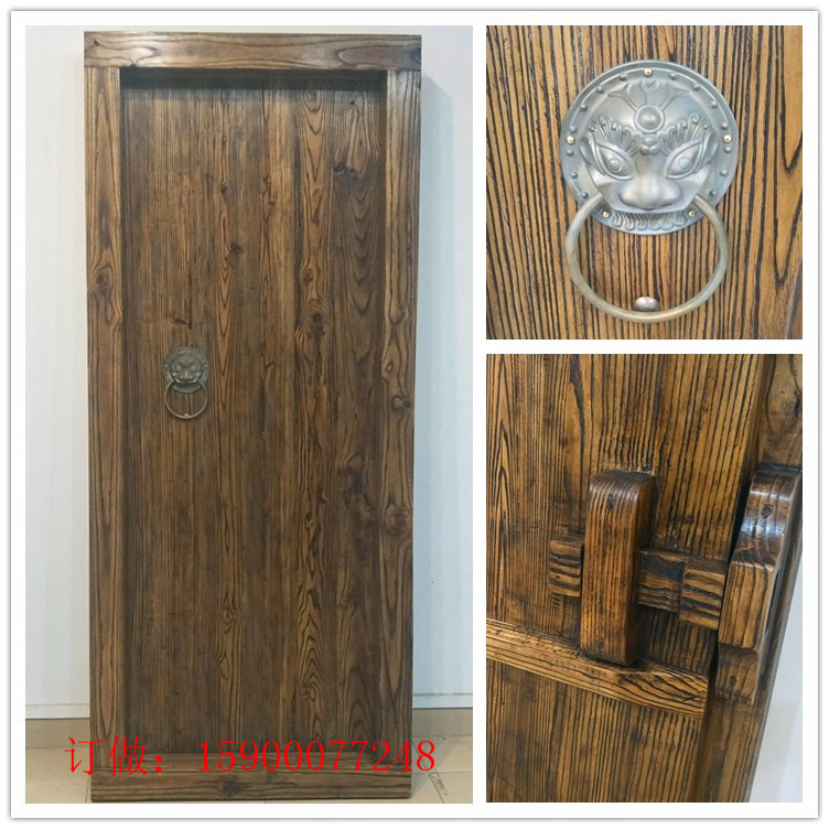 Old imitation antique wooden door Chinese style villa door solid wood gate Courtyard Gate Rural Courtyard Gate Mob single door Retro wooden door